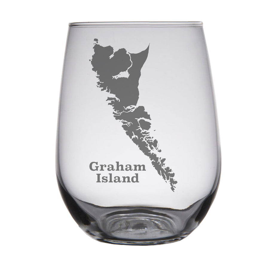 Graham Island, British Columbia Map Engraved Glasses