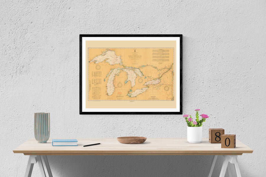 Great Lakes Map 1921 - Nautical Chart Print - Paper | Canvas | Metal