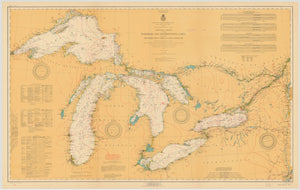 Great Lakes Map 1921 - Nautical Chart Print - Paper | Canvas | Metal