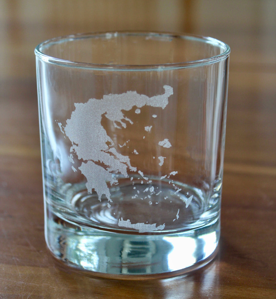 Greece Map Engraved Glasses