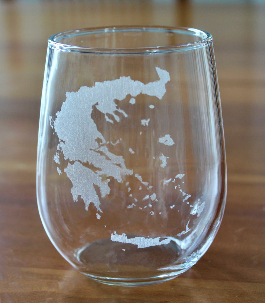 Greece Map Engraved Glasses