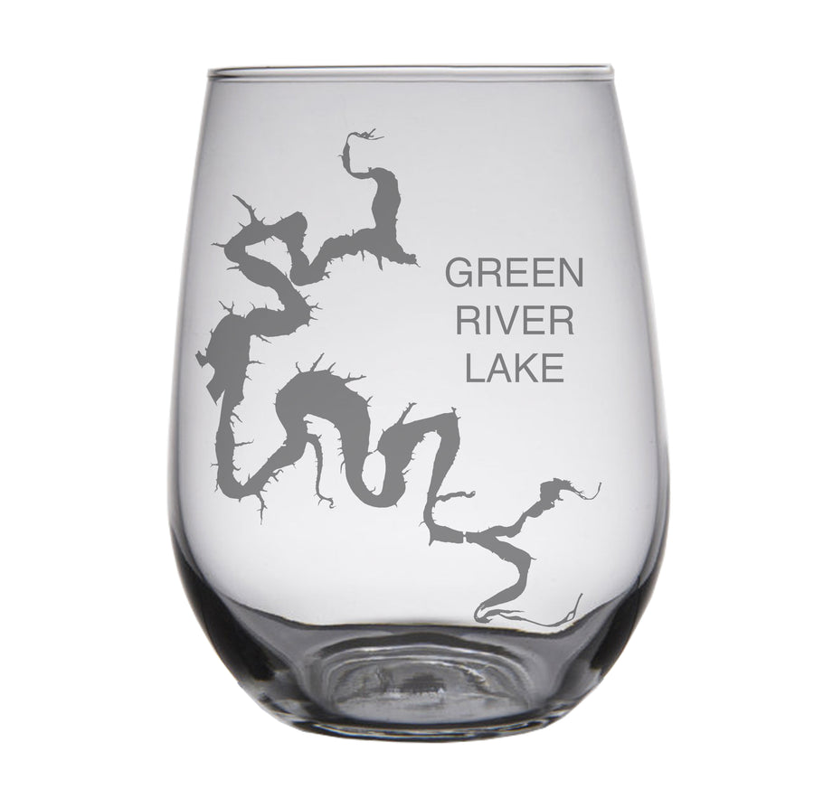 Green River Lake (KY) Map Engraved Glasses