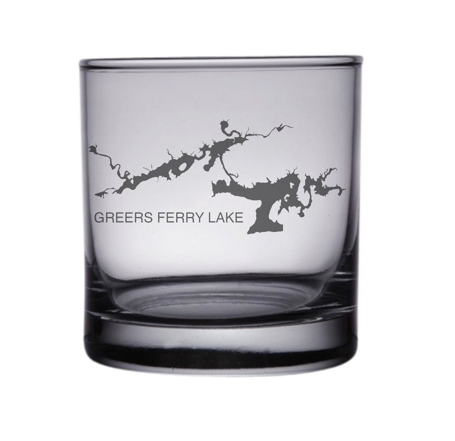 Greers Ferry Lake Arkansas Map Engraved Glasses