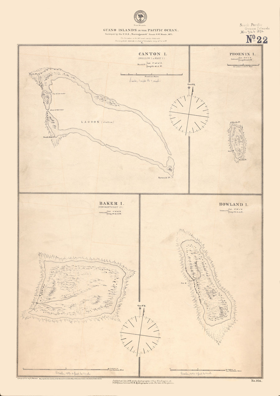 Guano Islands in the Pacific Ocean Map - 1872