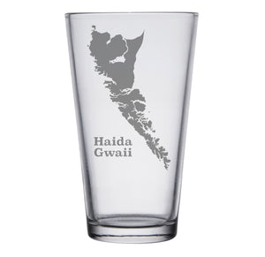 Haida Gwaii, British Columbia Map Engraved Glasses