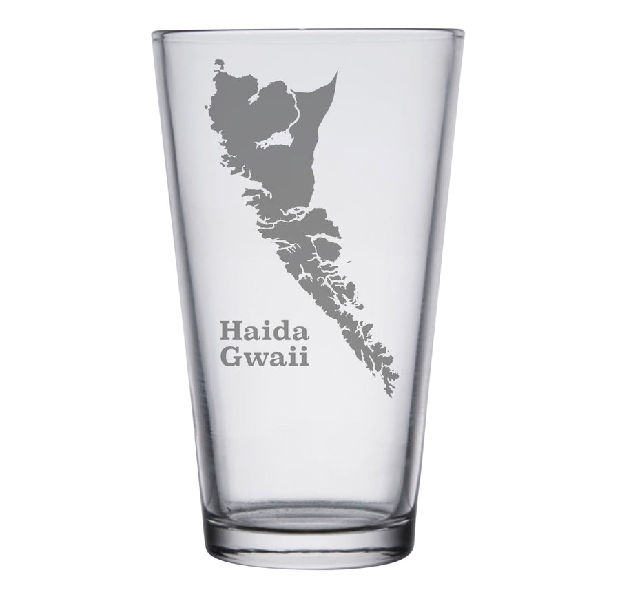 Haida Gwaii, British Columbia Map Engraved Glasses