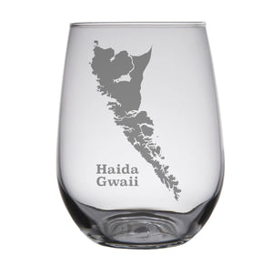 Haida Gwaii, British Columbia Map Engraved Glasses