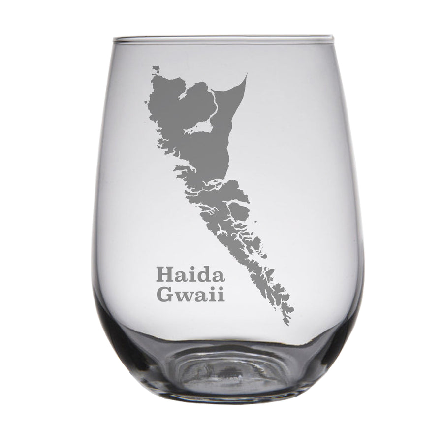 Haida Gwaii, British Columbia Map Engraved Glasses