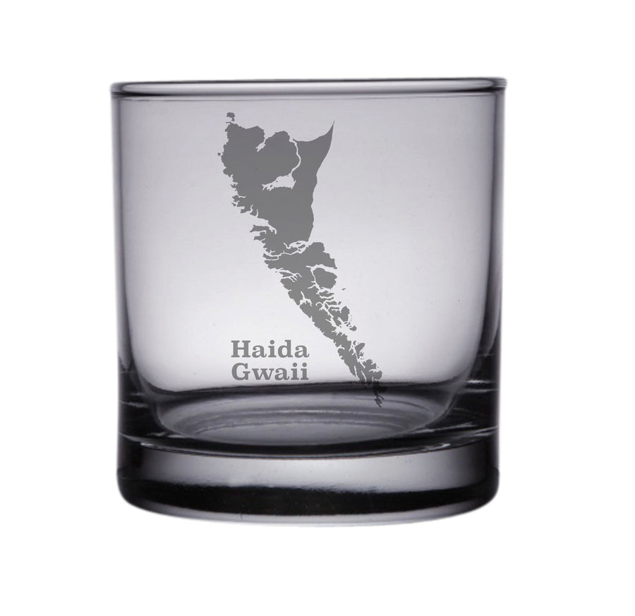 Haida Gwaii, British Columbia Map Engraved Glasses