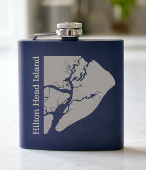 Hilton Head Island Engraved Stainless Steel Flask - 6 oz.