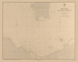 Hong Kong Man of War Anchorage - China Sea Map - 1877