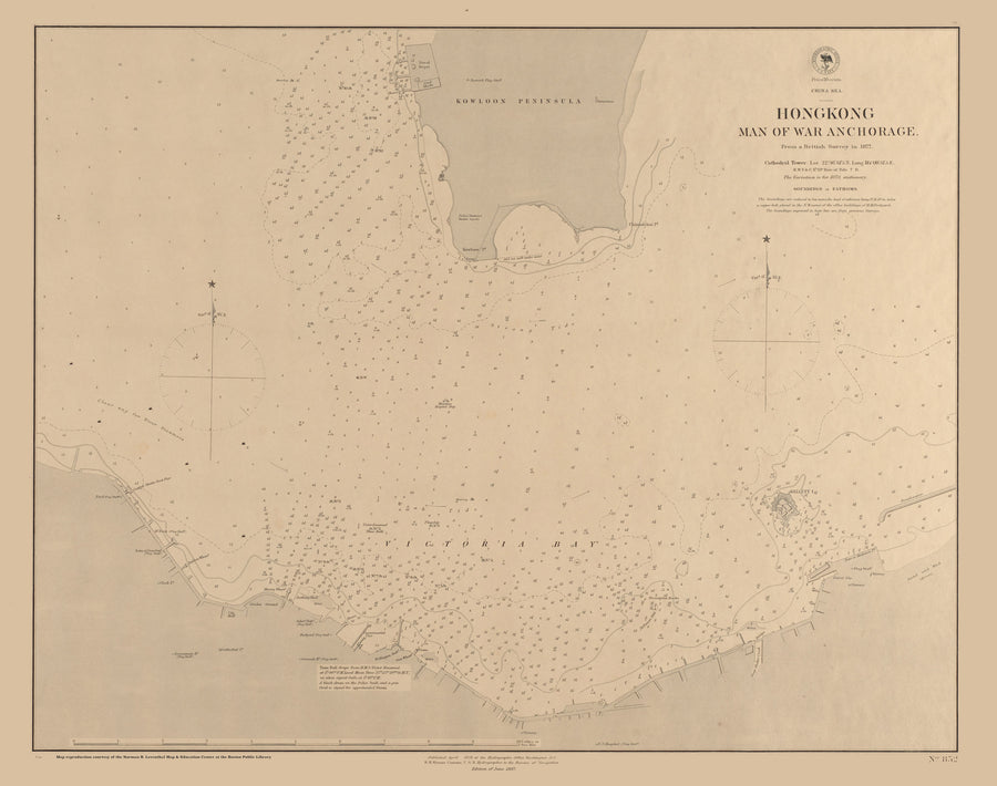 Hong Kong Man of War Anchorage - China Sea Map - 1877