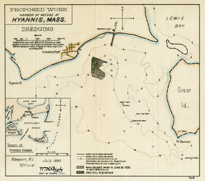 Hyannis Harbor - Proposed Dredging  Map 1893 (square)