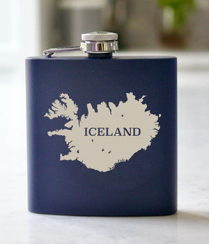 Iceland Engraved Stainless Steel Flask - 6 oz.