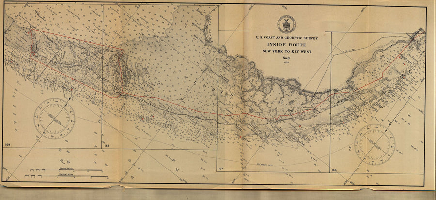 Inside Route - New York to Key West Chart No 8 - 1913