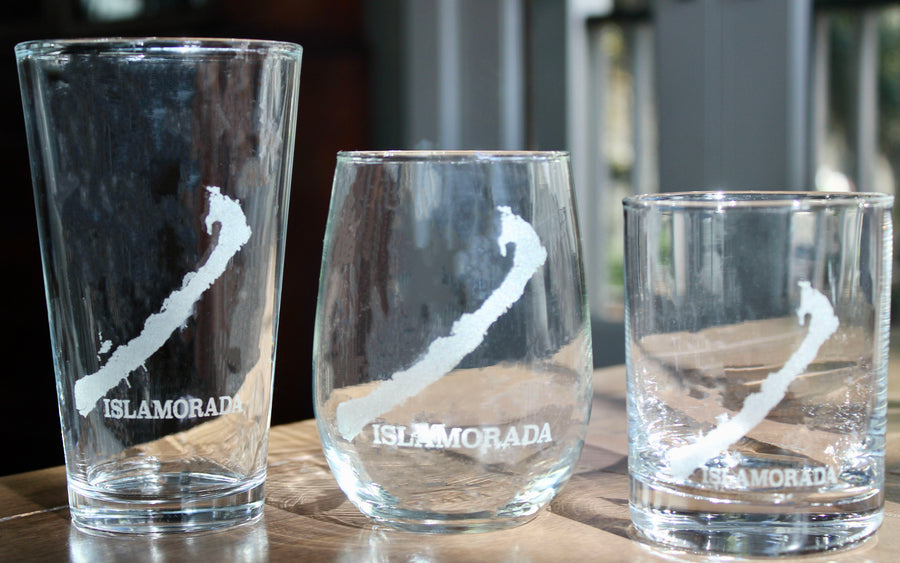 Islamorada Map Engraved Glasses