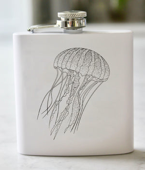 Jellyfish Engraved Stainless Steel Flask - 6 oz.