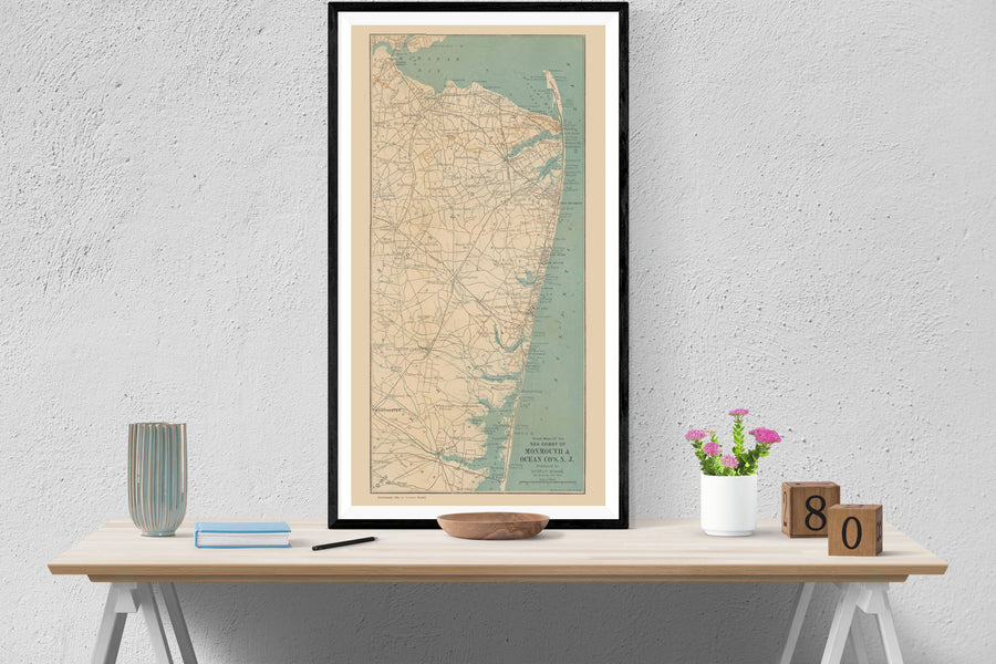 Jersey Shore Map (Monmouth & Ocean Counties) - Nautical Chart Print - Paper | Canvas | Metal