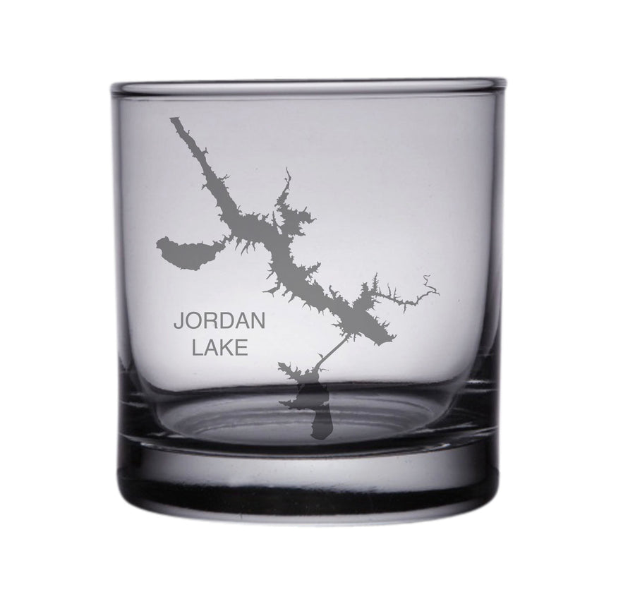 Jordan Lake (AL) Engraved Map Glasses