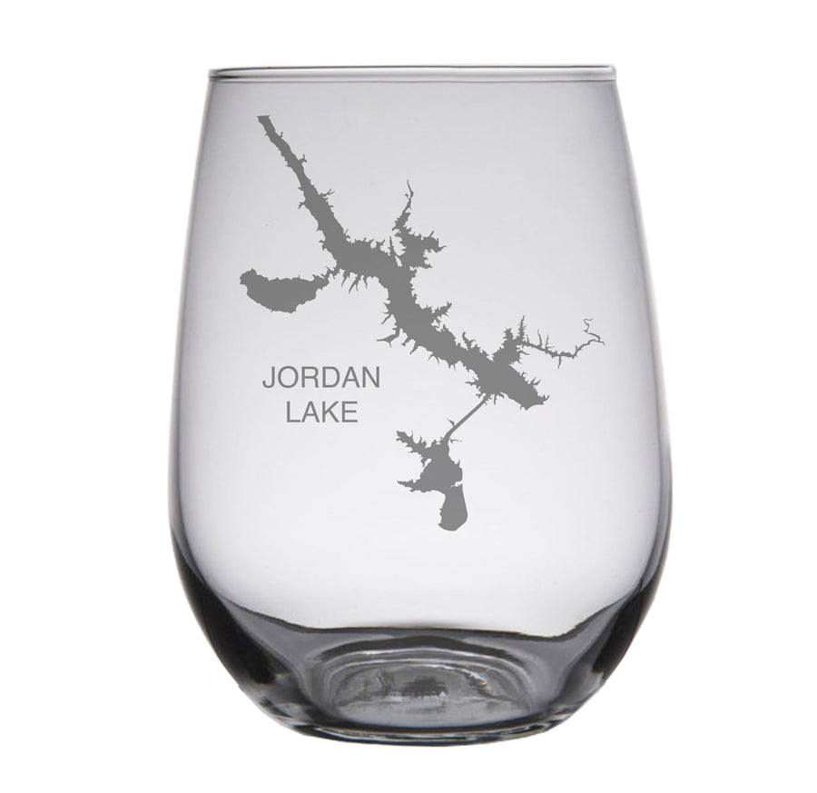 Jordan Lake, AL Engraved Map Glasses