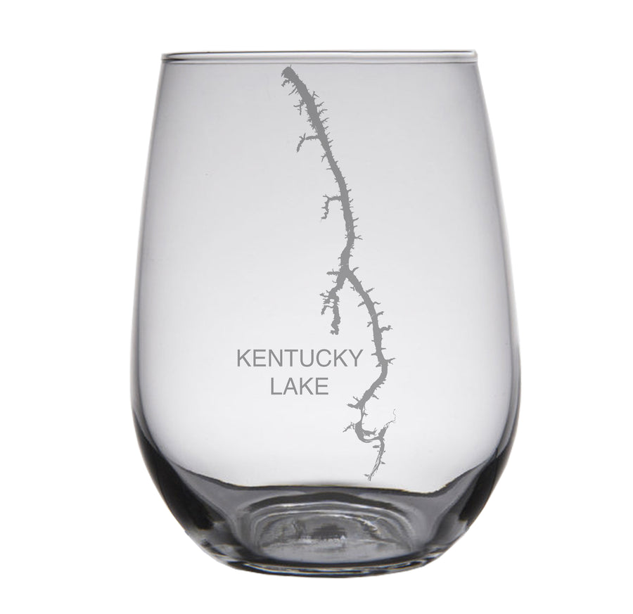 Kentucky Lake (KY) Map Engraved Glasses