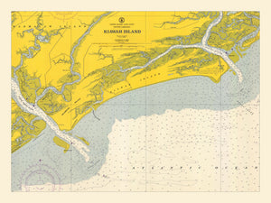 Kiawah Island Map South Carolina - 1966 - Nautical Chart Print