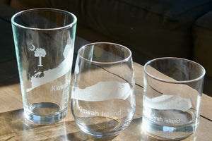 Kiawah Island Map Engraved Glasses