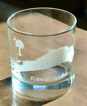 Kiawah Island Map Engraved Glasses
