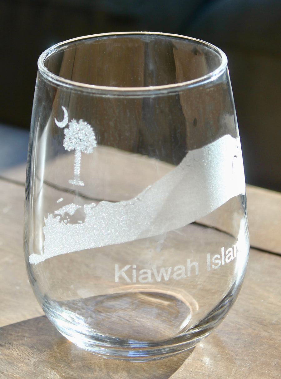 Kiawah Island Map Engraved Glasses