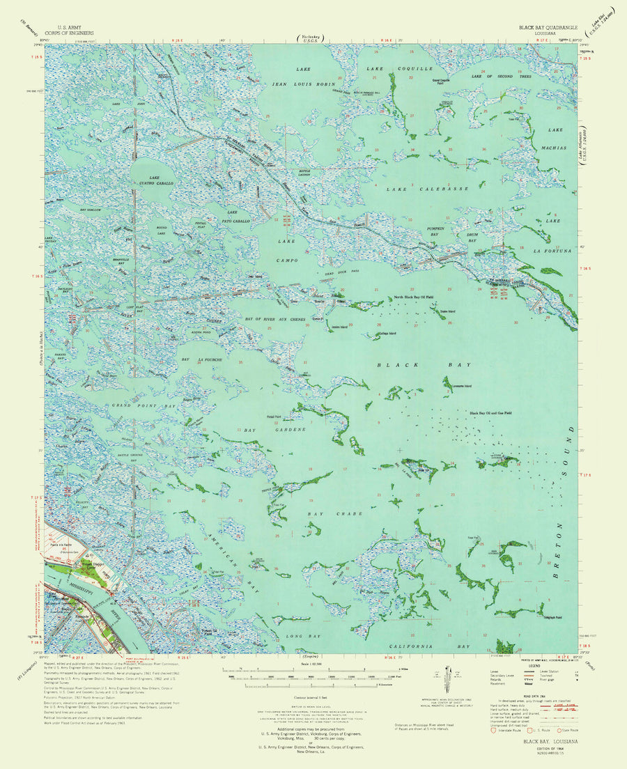 Black Bay (LA) Map - 1964