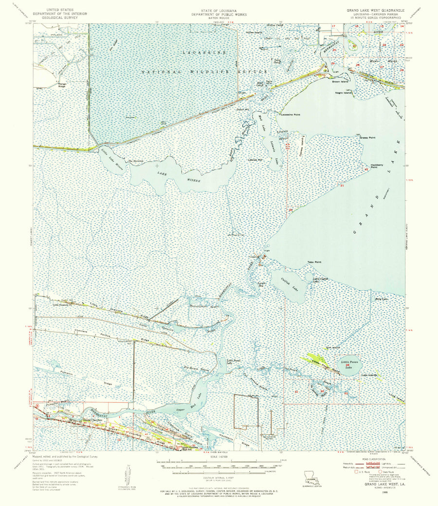 Grand Lake (LA) Map - 1955