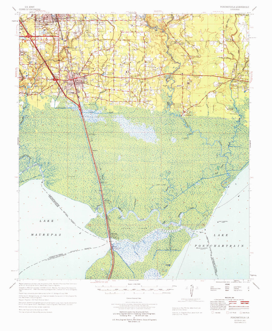 Ponchatoula (LA) Map - 1969