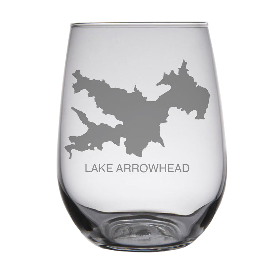 Lake Arrowhead (CA) Map Engraved Glasses