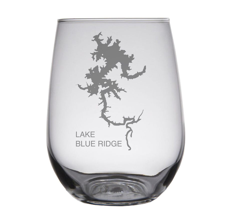 Lake Blue Ridge (GA) Map Engraved Glasses
