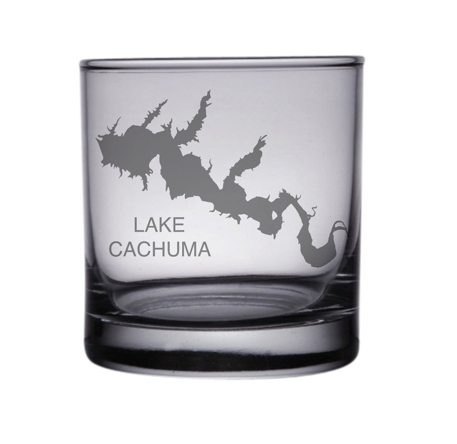 Lake Cachuma (CA) Map Engraved Glasses