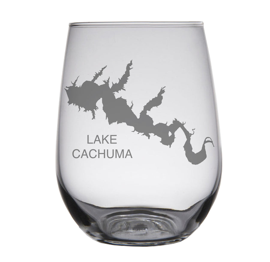 Lake Cachuma (CA) Map Engraved Glasses