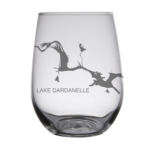 Lake Dardanelle (AR) Map Engraved Glasses