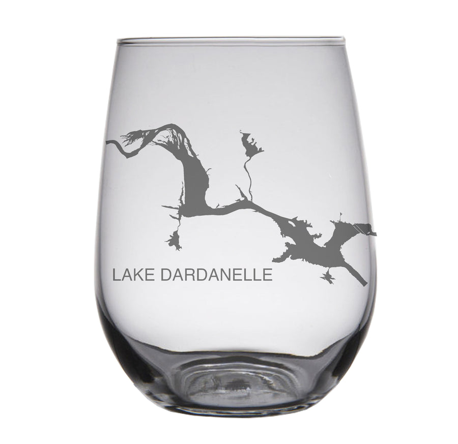 Lake Dardanelle Arkansas Map Engraved Glasses