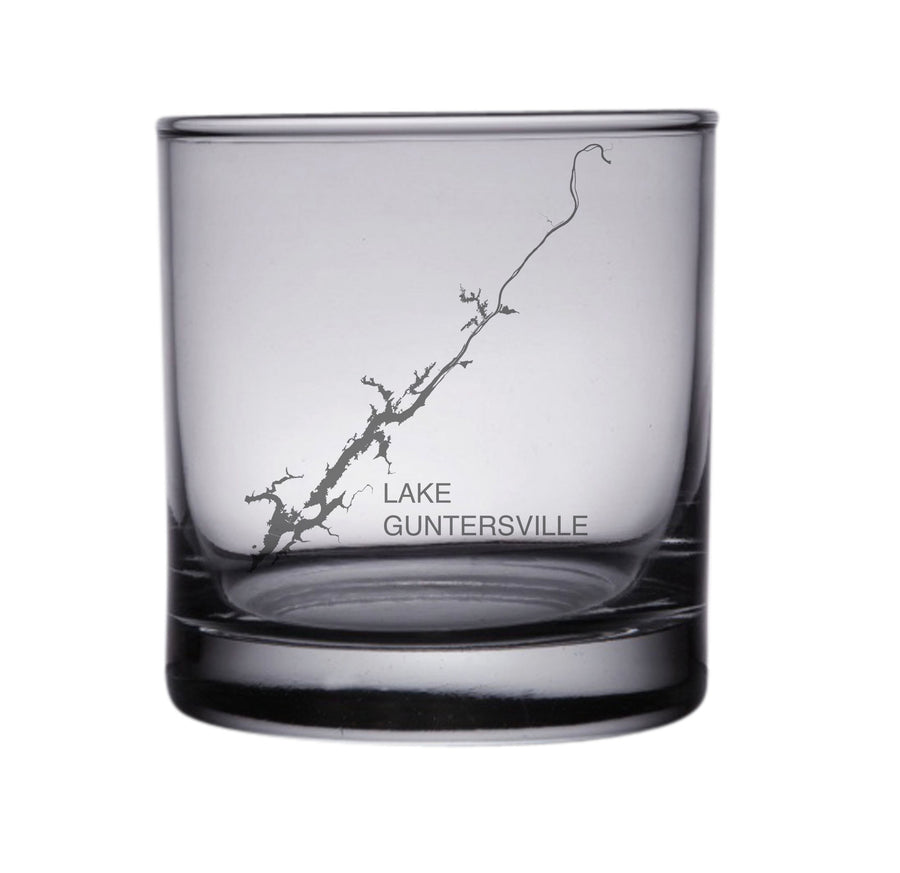 Lake Guntersville (AL) Engraved Map Glasses