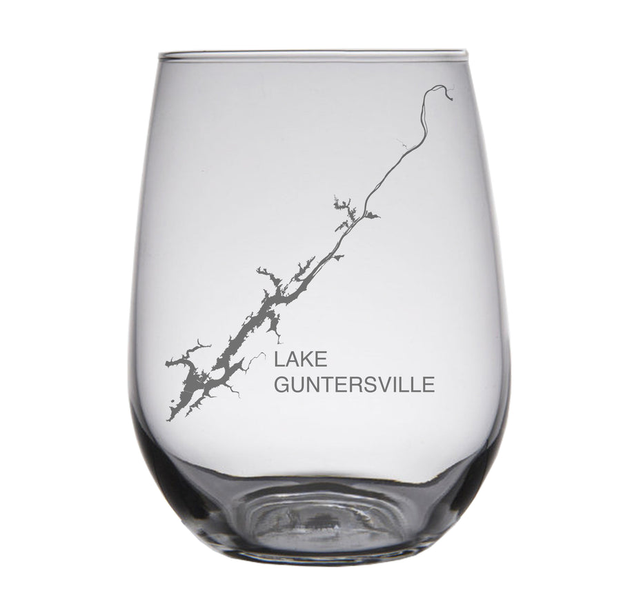 Lake Guntersville (AL) Engraved Map Glasses