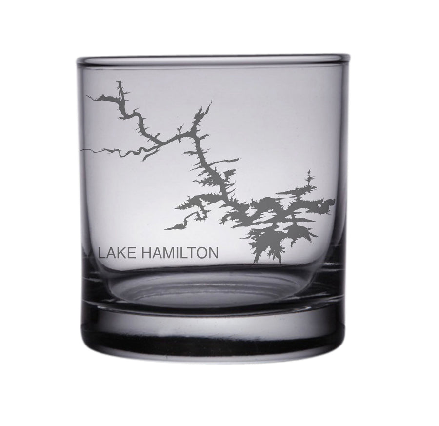 Lake Hamilton (AR) Map Engraved Glasses
