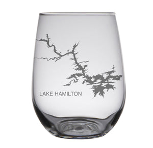 Lake Hamilton (AR) Map Engraved Glasses