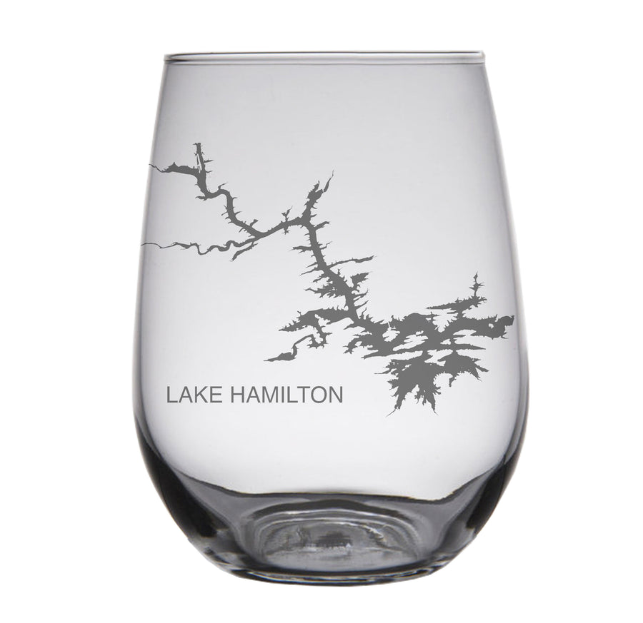 Lake Hamilton Arkansas Map Engraved Glasses
