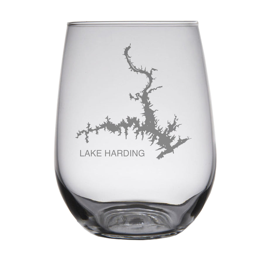 Lake Harding (GA) Engraved Map Glasses