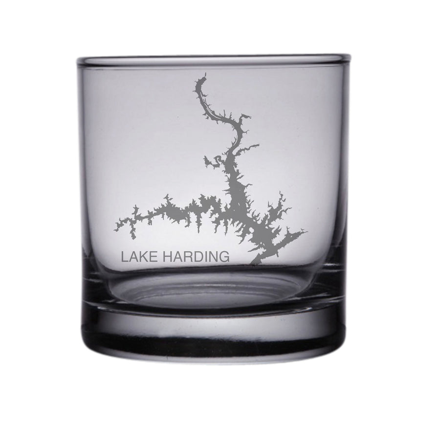 Lake Harding (GA) Engraved Map Glasses