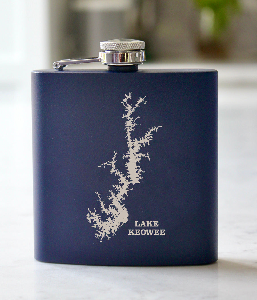 Lake Keowee Engraved Stainless Steel Flask - 6 oz.