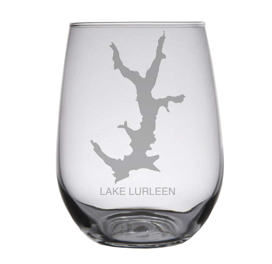 Lake Lurleen, AL Map Engraved Glasses