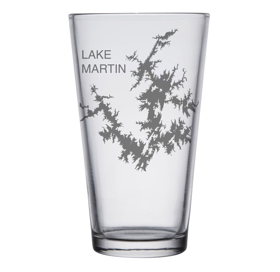 Lake Martin (AL) Engraved Map Glasses