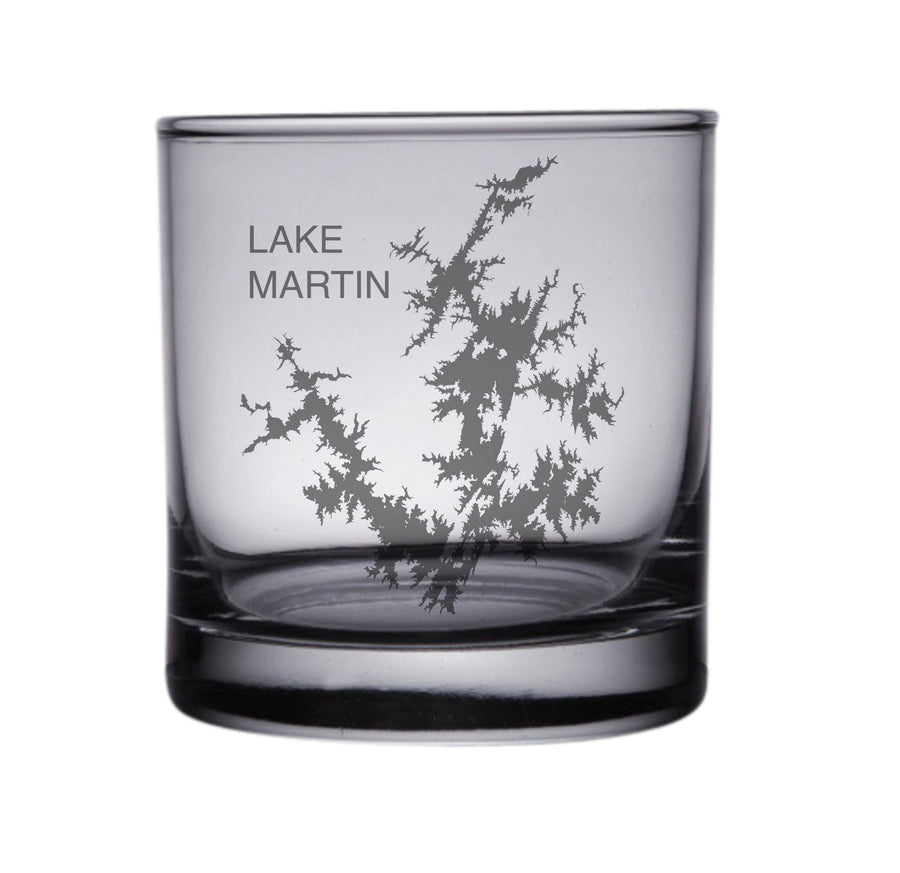 Lake Martin (AL) Engraved Map Glasses