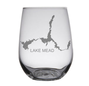 Lake Mead (AZ) Map Engraved Glasses